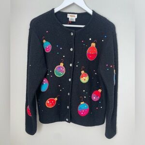 Talbots Vintage Christmas Ornament Cardigan